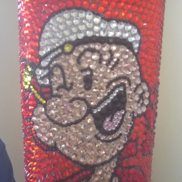 HANDMADE Rhinestone Red Popeye  20 oz Tumbler Cup